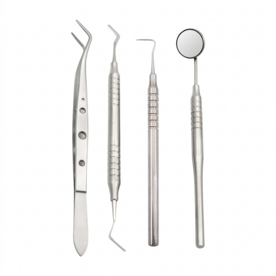 Ergo dental diagnostic kit, 4 instruments with rhodium-plated mirror