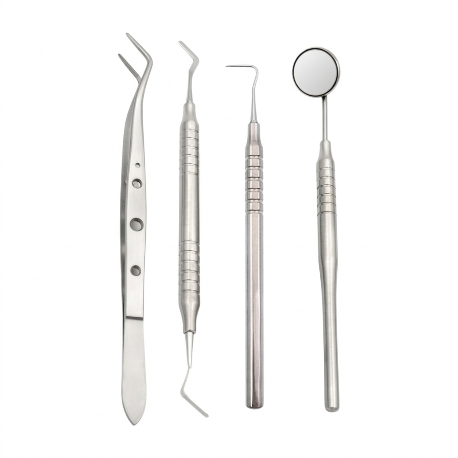 Ergo dental diagnostic kit, 4 instruments with rhodium-plated mirror