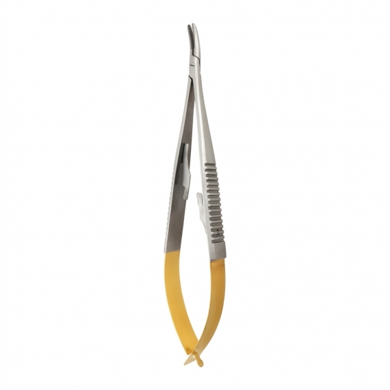 Castroviejo micro curved needle holder TC Gold 14 cm
