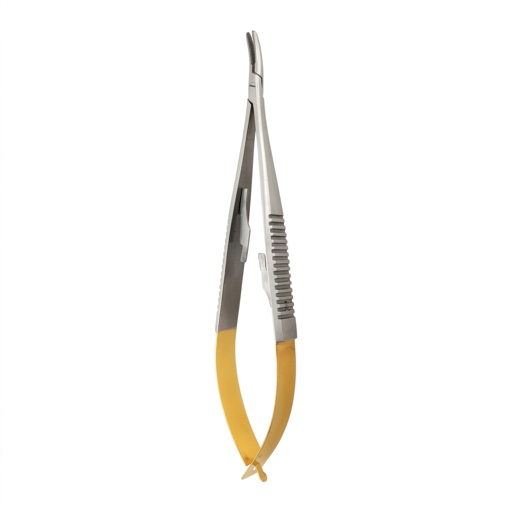 Castroviejo micro curved needle holder TC Gold 14 cm
