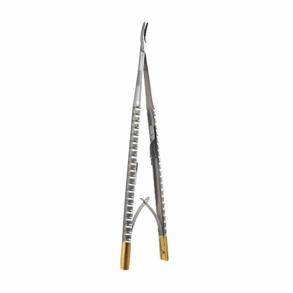 Barraquer Castroviejo TC Gold needle holder curved 17.5 cm