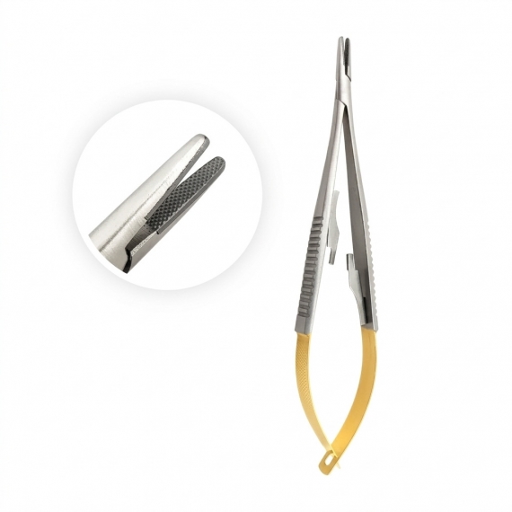 Castroviejo microsurgical needle holder, straight, 14 cm